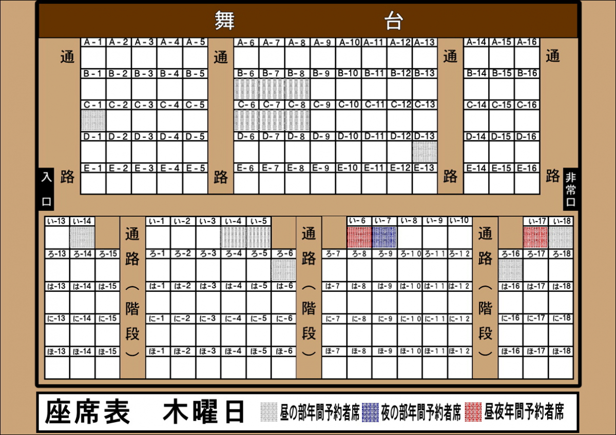浅草木馬館座席表 木曜日